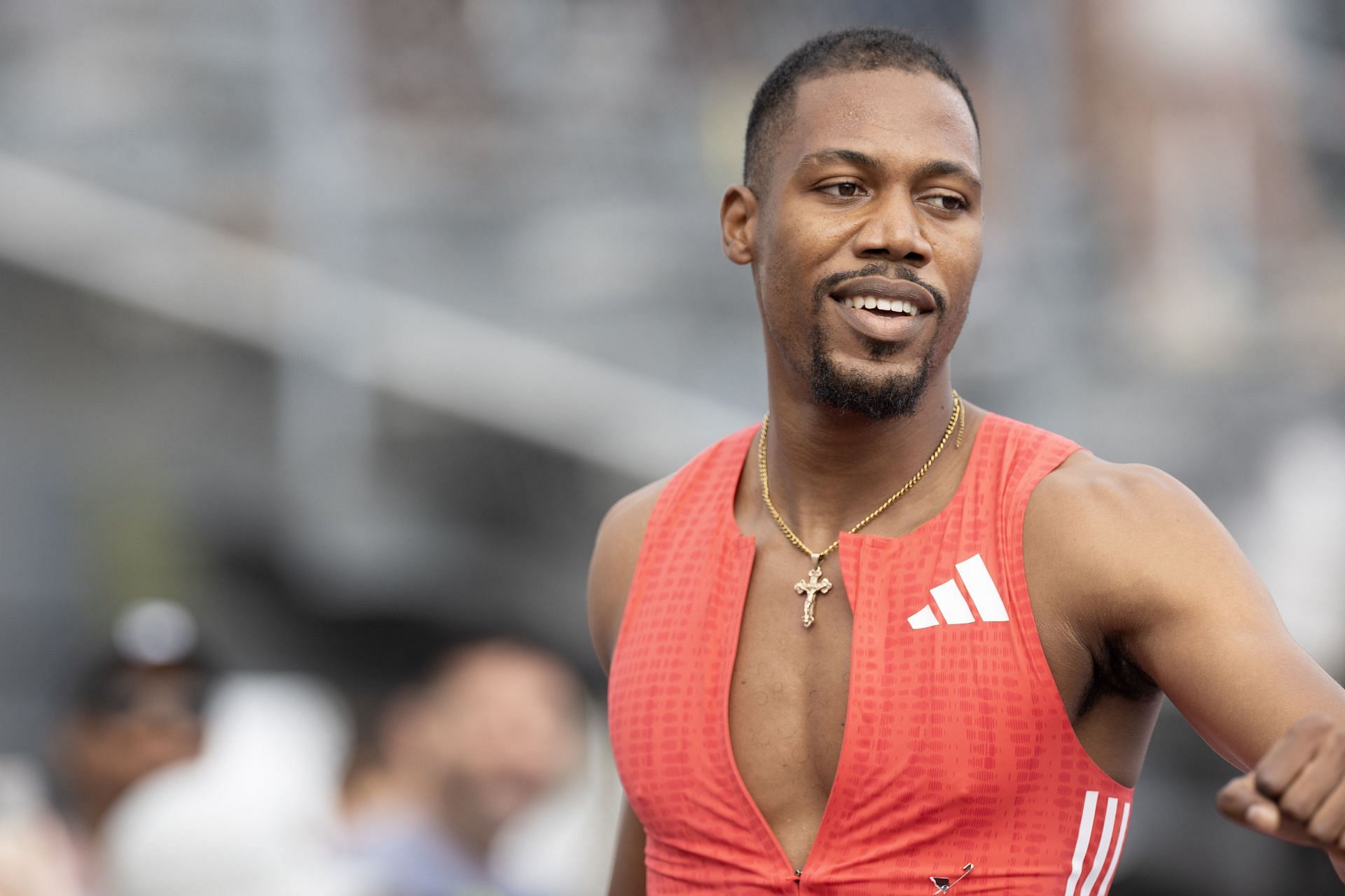 Zharnel Hughes at Grand Slam Track - Miami - Source: Getty